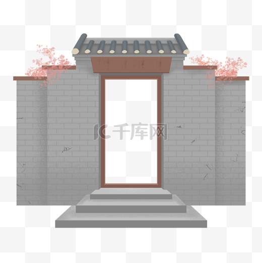 中式建筑古门墙图片