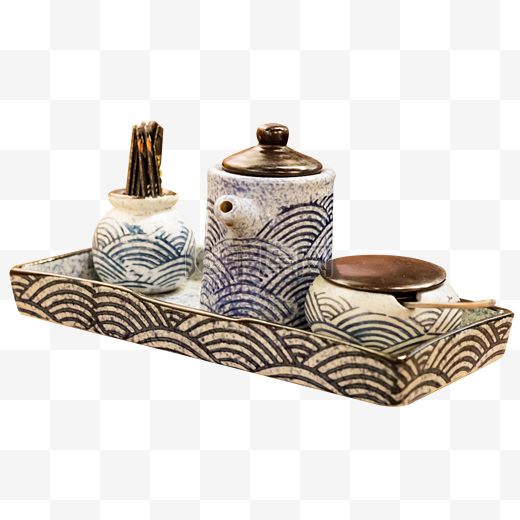 波浪花纹日式茶具图片