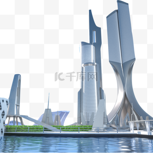 C4D立体未来城市科技电商通用背景图片