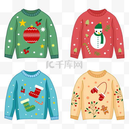 各种彩色的圣诞毛衣图片