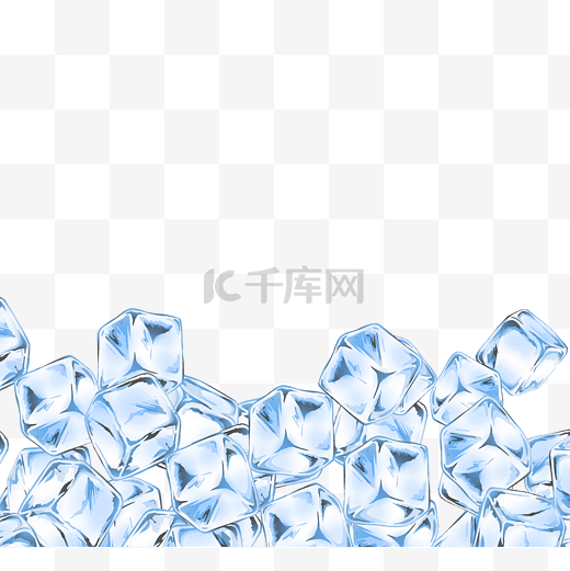 浅蓝色手绘夏日清凉冰块图片
