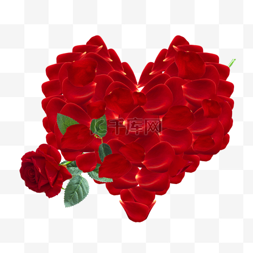 红色爱心玫瑰花瓣图片