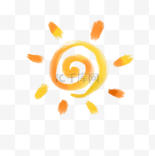 太阳手绘橘色图片