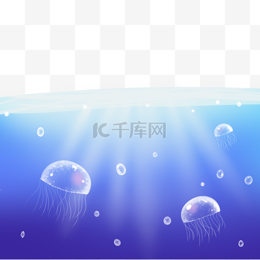 透明水母深海图片