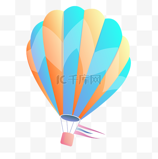 蓝色条纹热气球图片