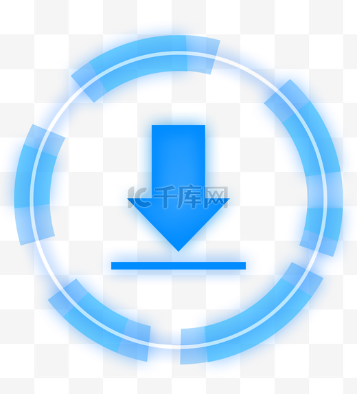 蓝色圆形科技下载按钮图片