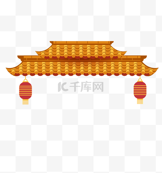 中国风黄色屋檐图片