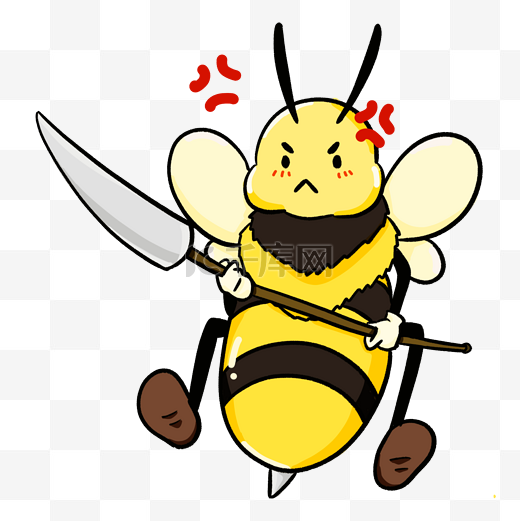 春天昆虫蜜蜂马蜂生气蜇人卡通png图片