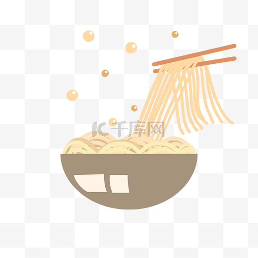 筷子夹起面条插画图片