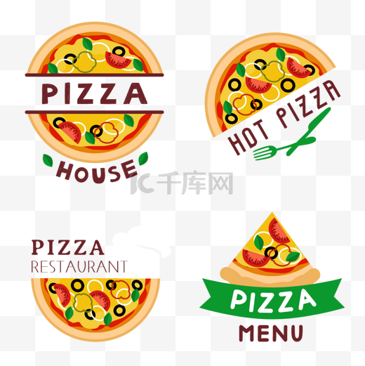 卡通风格pizza logo图片