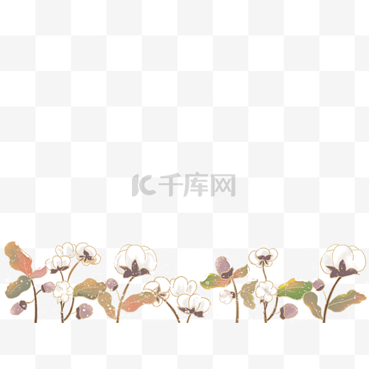 冬日装饰边框冬天小雪植物棉花图片