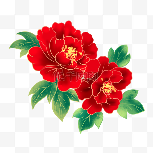 红色富贵喜庆国花牡丹图片