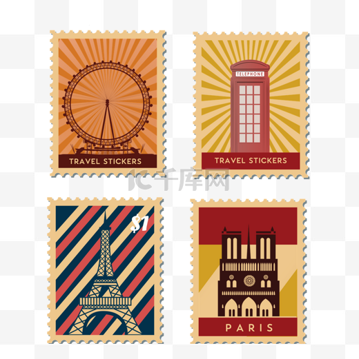 世界各国旅行邮票图片