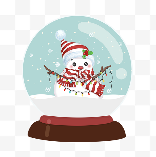 戴帽子围巾的雪人圣诞水晶球元素图片