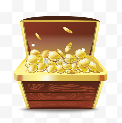 矢量木箱金币宝箱宝藏图片