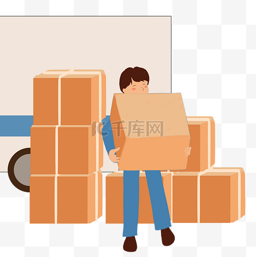 搬家搬箱子工人图片