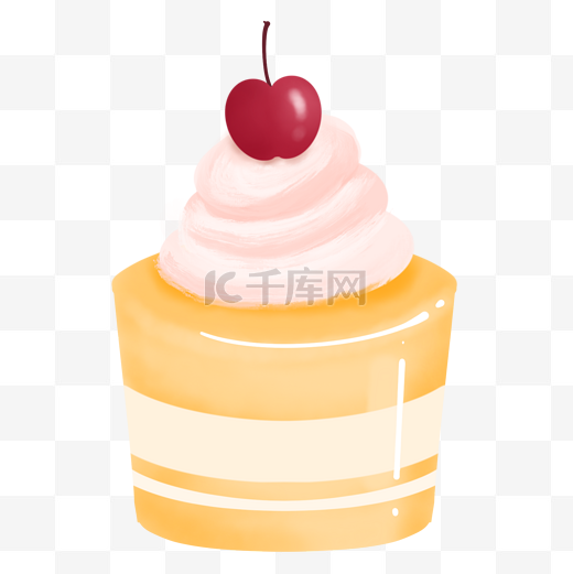 美味甜点奶油樱桃小蛋糕图片