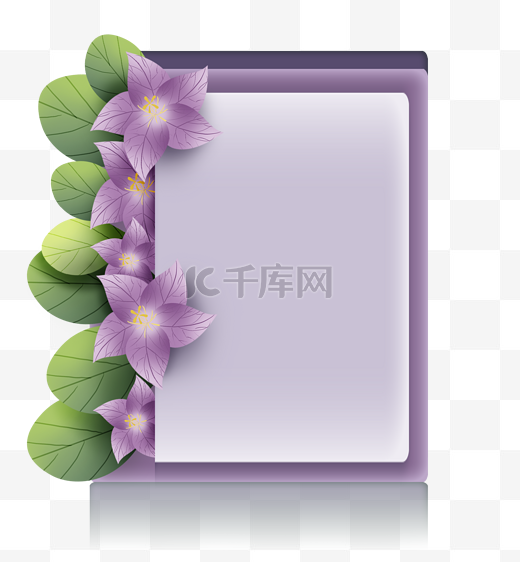 紫色花朵立体标题框图片