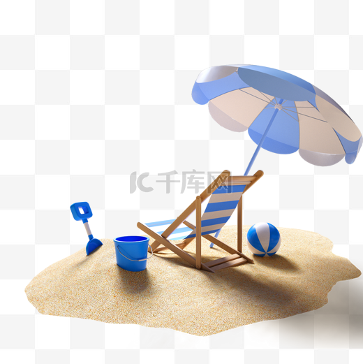 蓝色沙滩3d夏天图片