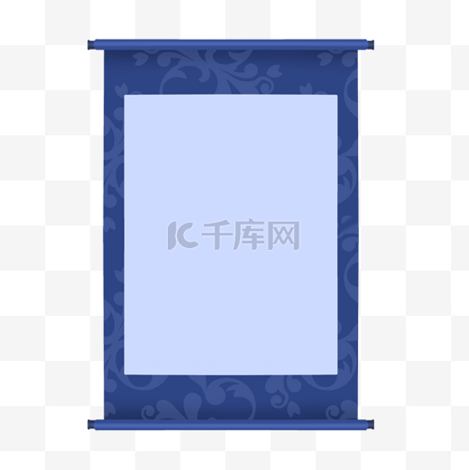 中国风蓝色花纹卷轴图片