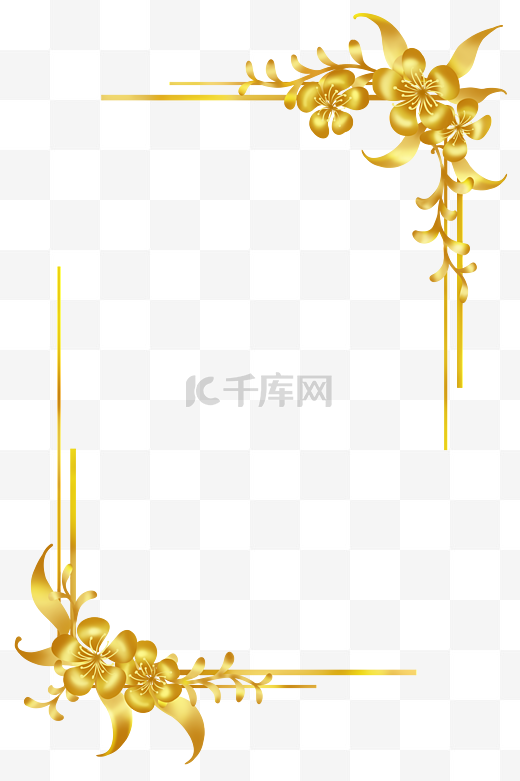 金色花边框花环樱花纹图片