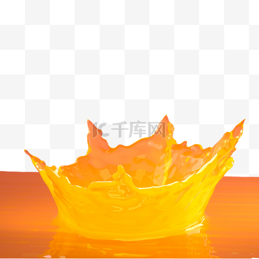飞溅的冠状黄色液体果汁图片