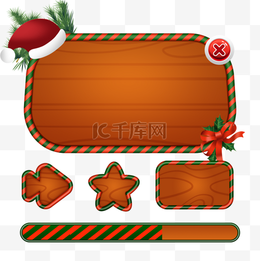 棕色木纹背景圣诞节游戏主题游戏界面图片