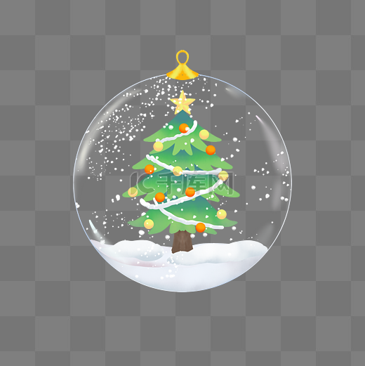 圣诞树水晶球图片