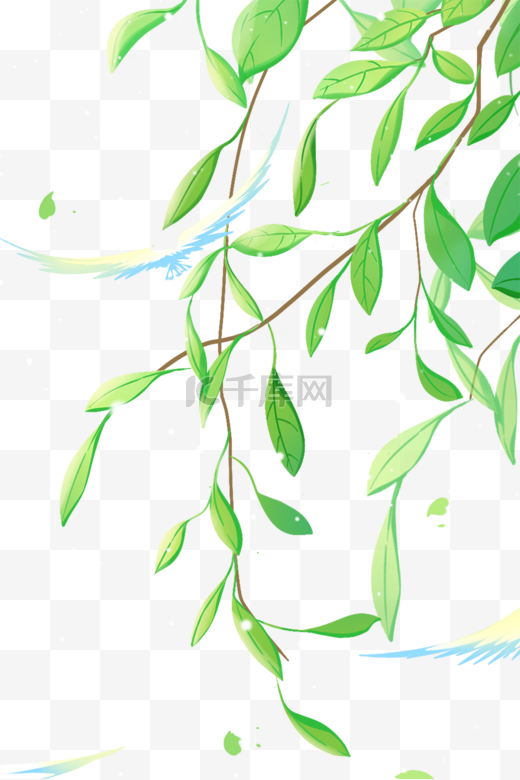 绿色唯美卡通治愈小清新夏季夏日树叶图片