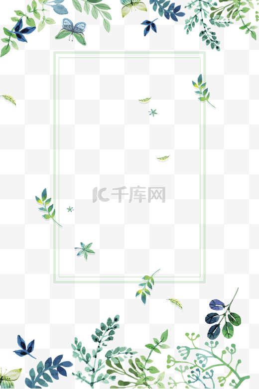 小清新绿色花草边框纹理图片