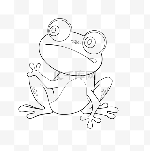 frog clipart black and white 可爱青蛙手绘黑白线稿图片