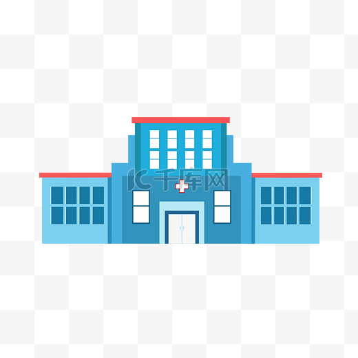 蓝色医院大楼建筑图片