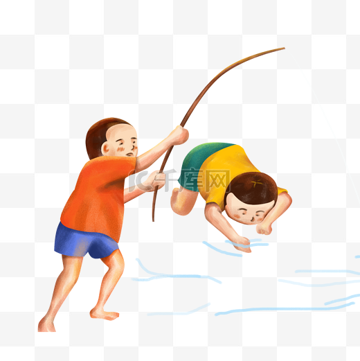 两个小男孩在钓鱼图片