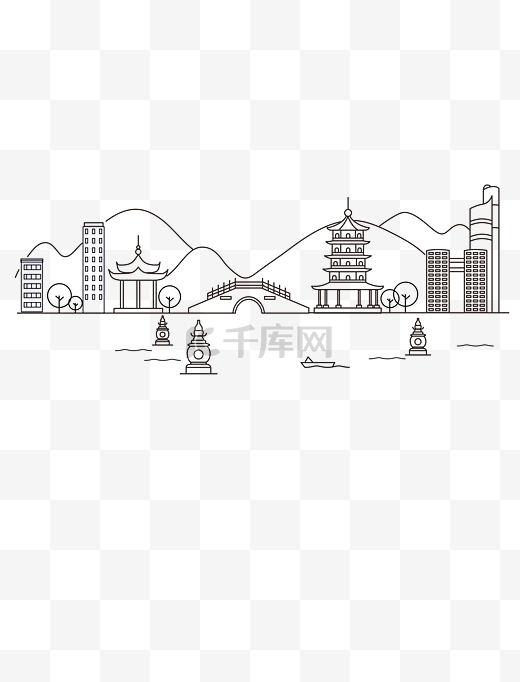 杭州城市线条图片