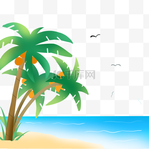 海边度假沙滩矢量插画装饰图案夏天图片