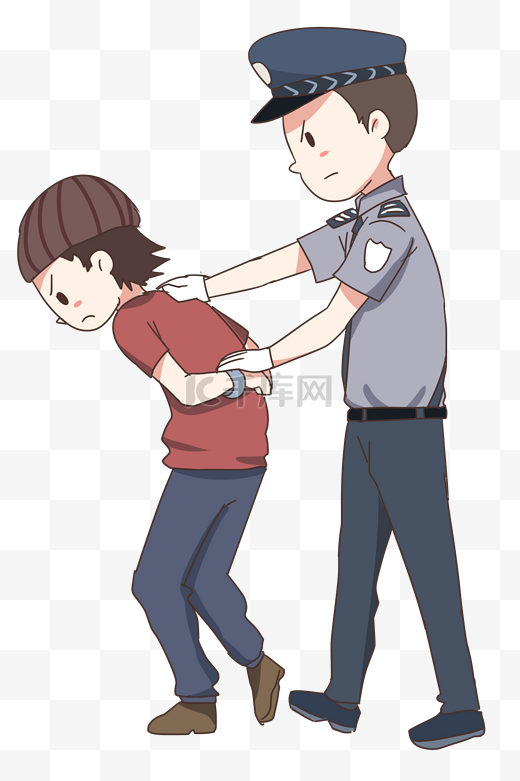 抓捕犯人的警察插画图片