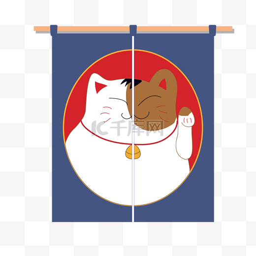日式招财猫帘子图片
