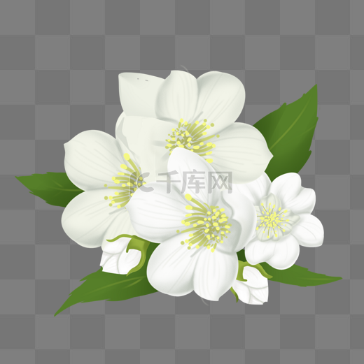 白色茉莉花层叠元素图片