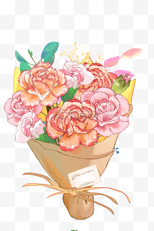 教师节手绘花束康乃馨图片