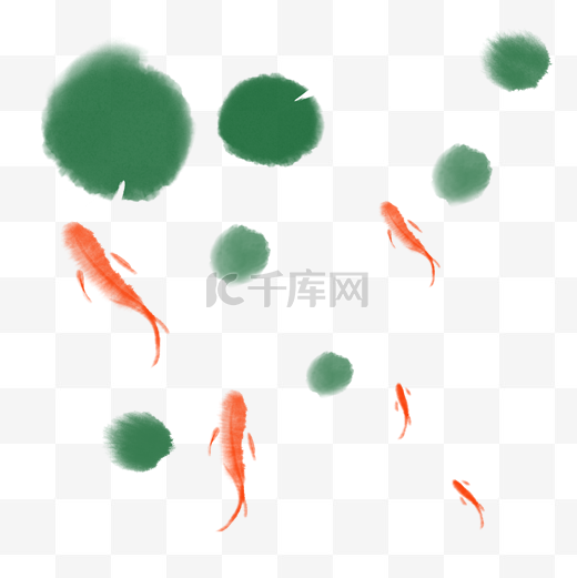 中国风水墨荷叶和锦鲤图片