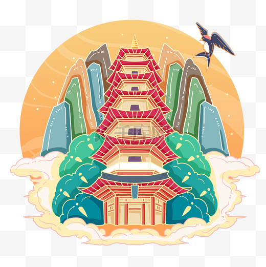 古风温州松台山净光塔旅游地标图片