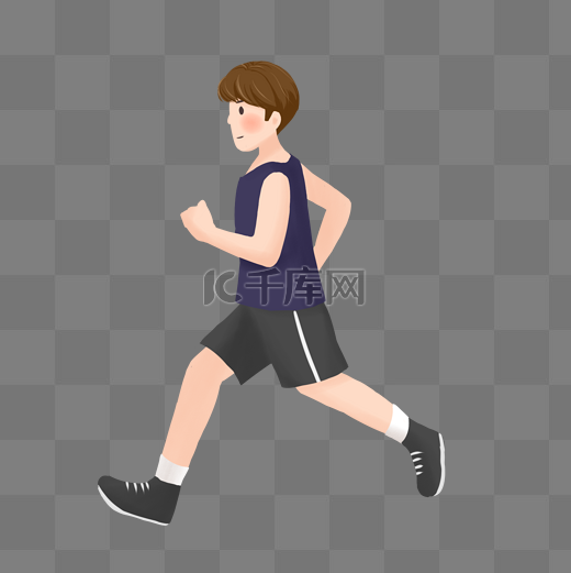 男人跑步减肥插画图片