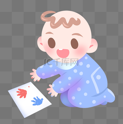 蓝色衣服婴儿插图图片