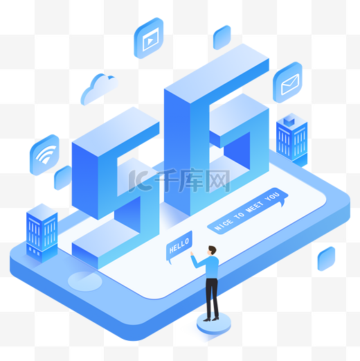 2.5D风格互联网科技手机通讯5G网络图片