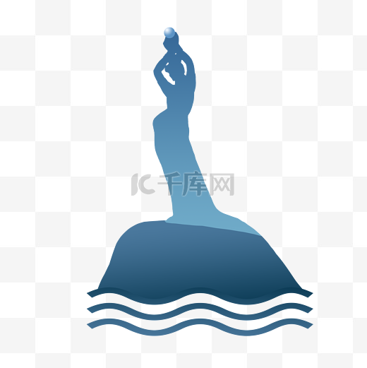 珠海城市地标渔女石像剪影图片