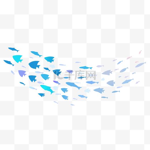 蓝色浮游鱼群图片