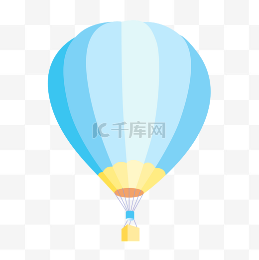 蓝色可爱卡通热气球图片