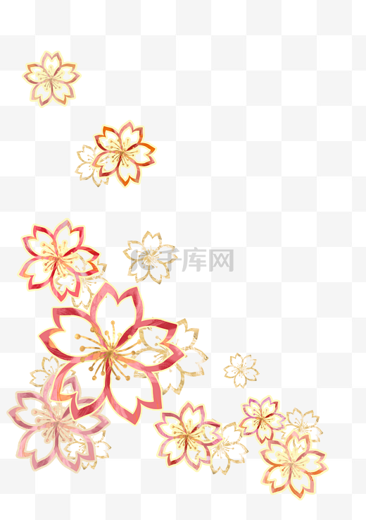日系剪纸镂空樱花素材图片