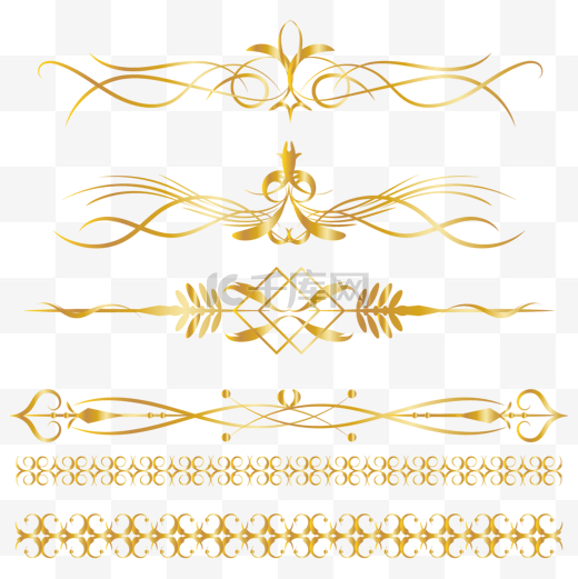 金色装饰欧式花纹组合图片
