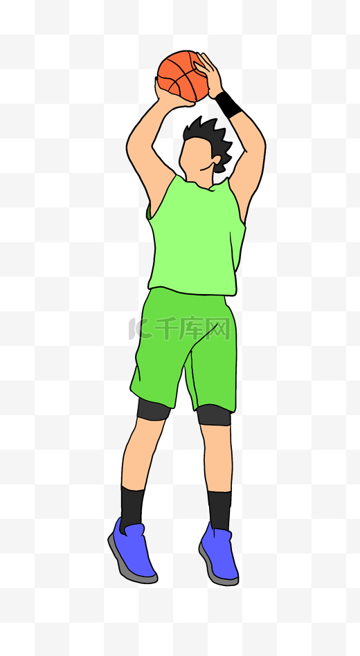绿色球服篮球插画图片